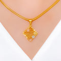 Floral Square 22k Gold Pendant Set