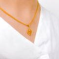 Floral Square 22k Gold Pendant Set