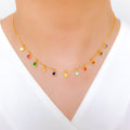 Vibrant Round CZ Charm 22k Gold Necklace