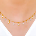 Ritzy Two-Tone Marquise 22k Gold Drop Necklace