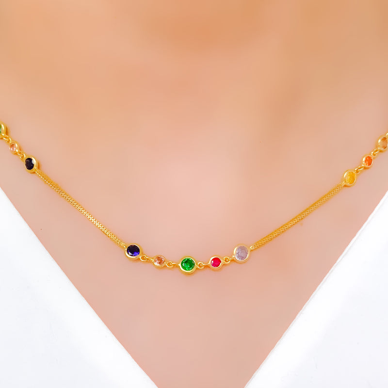 Colorful Interlinked CZ Necklace