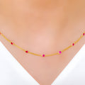 Dainty Pink Dotted CZ 22k Gold Necklace