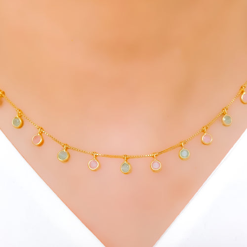 Chic Pastel Charm 22k Gold Necklace