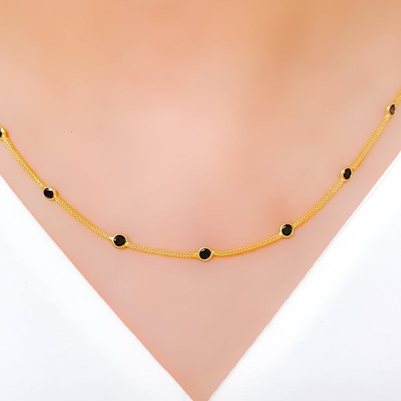 Elegant Black CZ 22k Gold Necklace