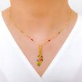 Rainbow CZ Tassel Necklace