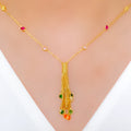 Bright Flowy CZ Charm 22k Gold Necklace