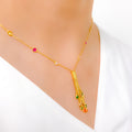 Bright Flowy CZ Charm 22k Gold Necklace