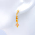 Open Gold Bead Hanging Earrings