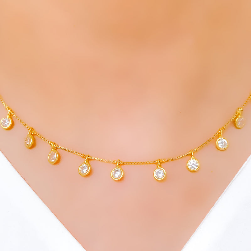 Shiny White 22k Gold CZ Necklace