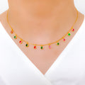 Versatile Hanging CZ 22k Gold Necklace