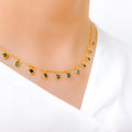Tasteful Round Black 22k Gold CZ Necklace