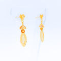 Contemporary Textured Floral Hanging Earrings