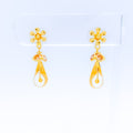 Posh Gold Flower Hanging Earrings