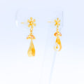 Posh Gold Flower Hanging Earrings