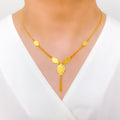 Tasteful Floral Coin 22k Gold Necklace Set