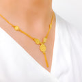 Tasteful Floral Coin 22k Gold Necklace Set