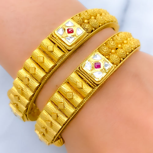 Magnificent Asymmetrical 22k Gold Antique Bangles