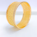 CZ Lined Two-Tone 22k Gold Bangle