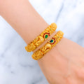 Exclusive Regal Peacock 22k Gold Feather Bangles