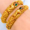 Exclusive Regal Peacock 22k Gold Feather Bangles