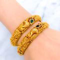 Exclusive Regal Peacock 22k Gold Feather Bangles