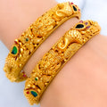 Exclusive Regal Peacock 22k Gold Feather Bangles