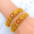 Extravagant Oxidized 22k Gold Lakshmi Bangles