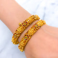 Vibrant Floral 22k Gold Lakshmi Bangles