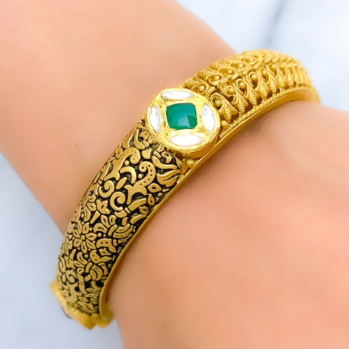 Elevated Vintage 22k Gold Engraved Bangle