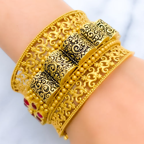 Iconic Floral Filigree 22k Gold Bangle