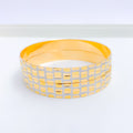 Sparkling Dual Finish Geometric 22k Gold Bangles