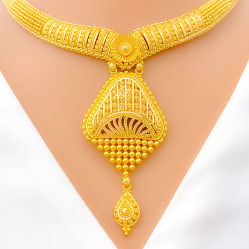22k-gold-Unique Beaded Drop Necklace Set