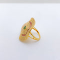 Stately CZ Accented Plate 22K Gold Ring