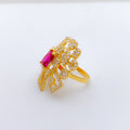Sparkling CZ Flower 22k Gold Ring