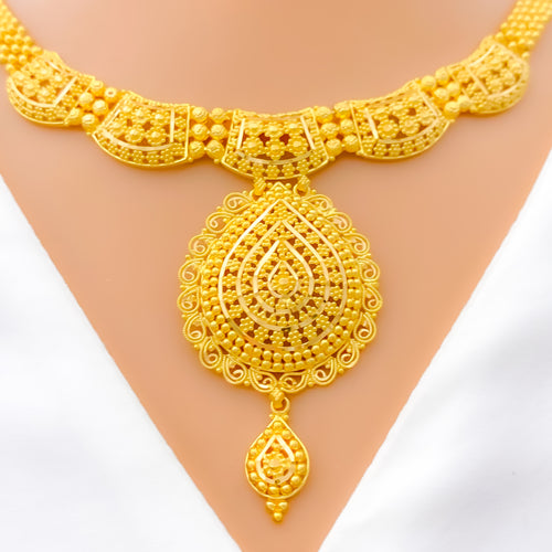 22k-gold-Intricate Beaded Drop Necklace Set