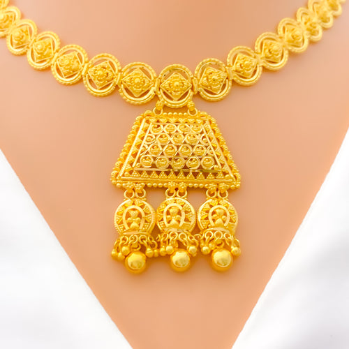 22k-gold-Posh Lavish Chandelier Necklace Set