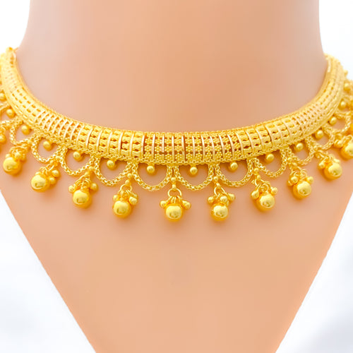 22k-gold-Dazzling Upscale Tassel Necklace Set