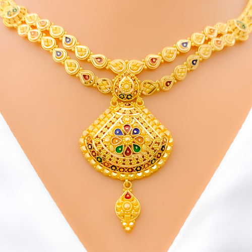 22k-gold-Vibrant Floral Necklace Set