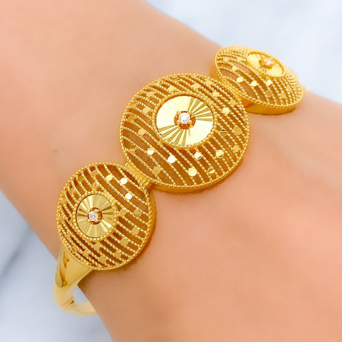 Stunning Striped Dome Bangle Bracelet