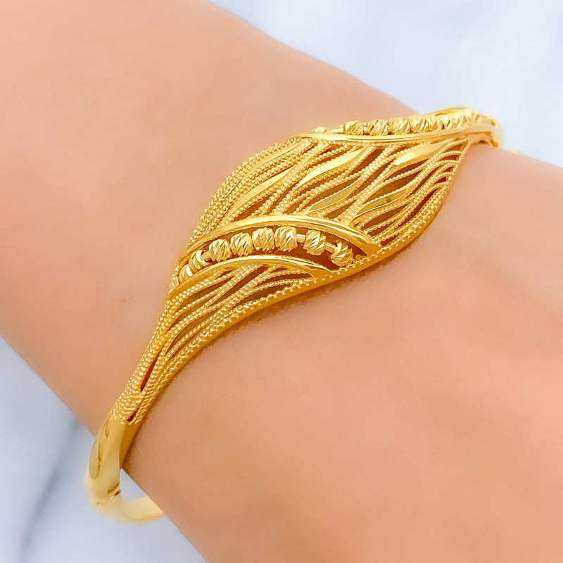 Flowing Leaf Bangle Bracelet