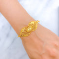 Majestic Leaf Accented 22k Gold Bangle Bracelet