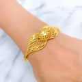 Majestic Leaf Accented 22k Gold Bangle Bracelet
