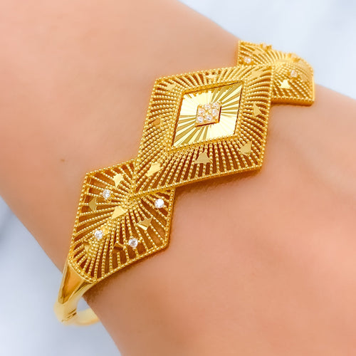 Elevated CZ Striped Bangle Bracelet