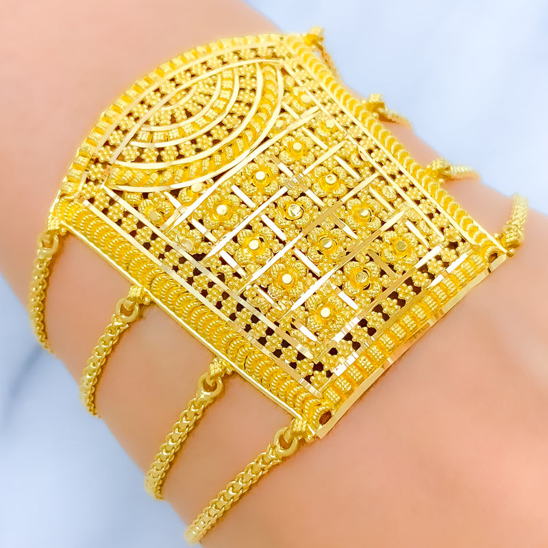 Checkered Flower Statement Bracelet