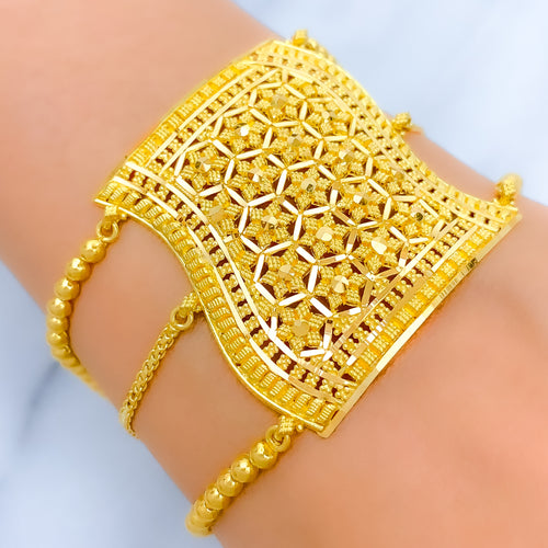 Curved Star Adorned Statement Bracelet