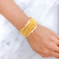 CZ Lined Two-Tone 22k Gold Bangle