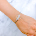 Hoop Design Diamond + 18k Gold Bangle Bracelet