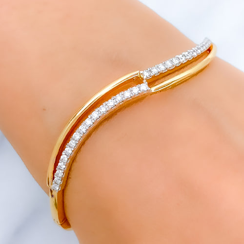 Classic Mirrored Diamond + 18k Gold Bangle Bracelet