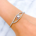 Swirl Diamond + 18k Gold Bangle Bracelet