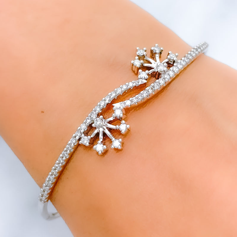 Snowflake Diamond + 18k Gold Bangle Bracelet